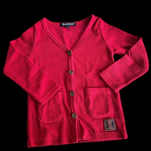 Beau Hudson Lightweight Ribbed Red Cardigan - Picture 1 of 5